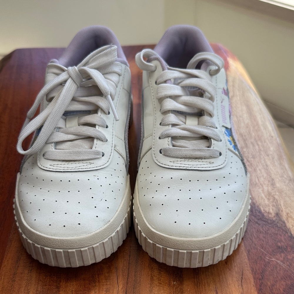 Puma Kids White Sneakers with Perforated Design